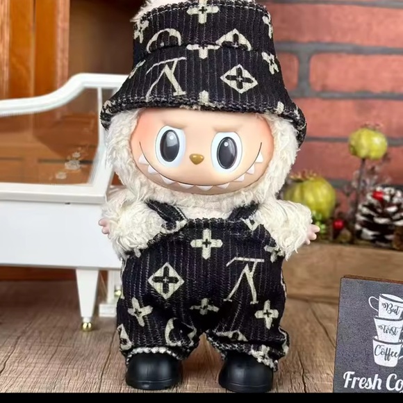 Labubu doll outfit Black and White Patterned Plush Toy